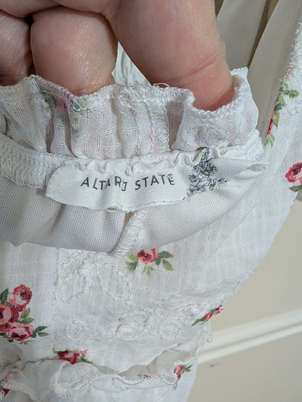 Altar'd State Ivory Dress with  Pink Floral Print With Pockets - Picture 2 of 11